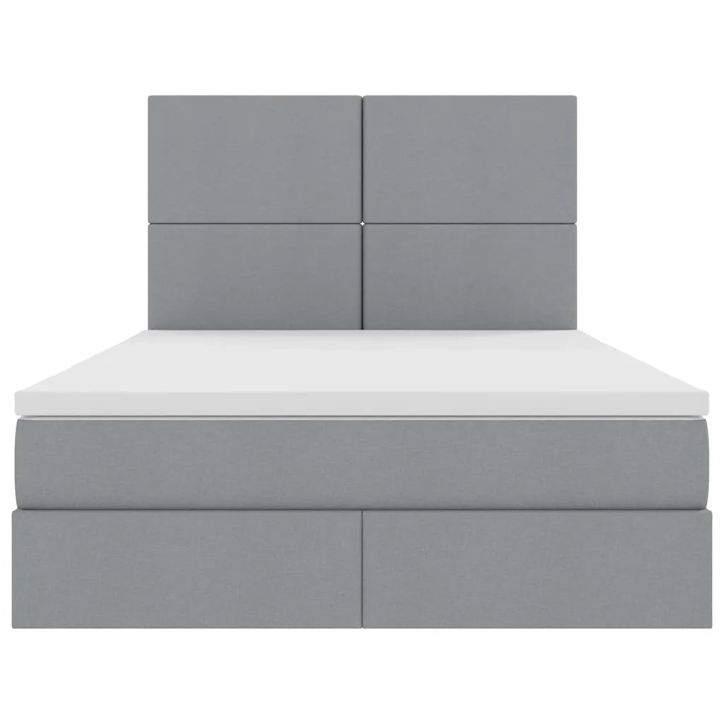 Letto con contenitore e LED con led Grigio chiaro 140 x 190 cm 3372351