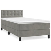 Letto singolo | Letto per adulti | Giroletto a Molle con Materasso Grigio Chiaro 100x200cm Velluto