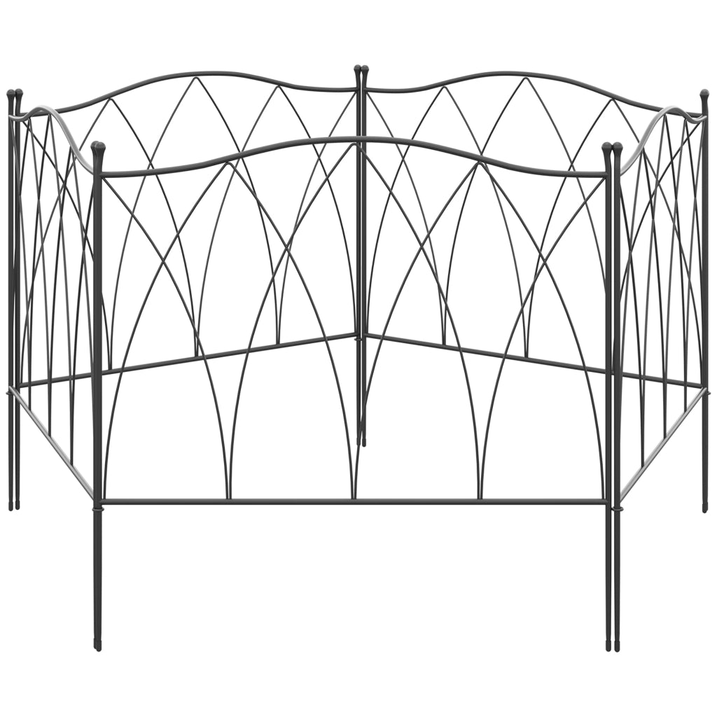 Recinzione Giardino ¨C Minimal ¨C 5 Pezzi 305x62 cm Nero Metallo