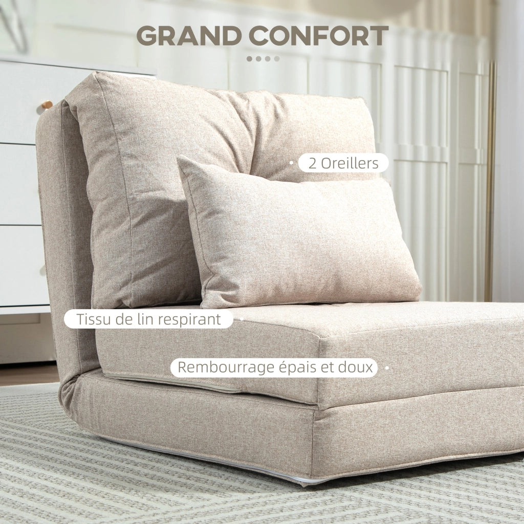 Poltrona letto regolabile ¨C zephmum ¨C beige con cuscino
