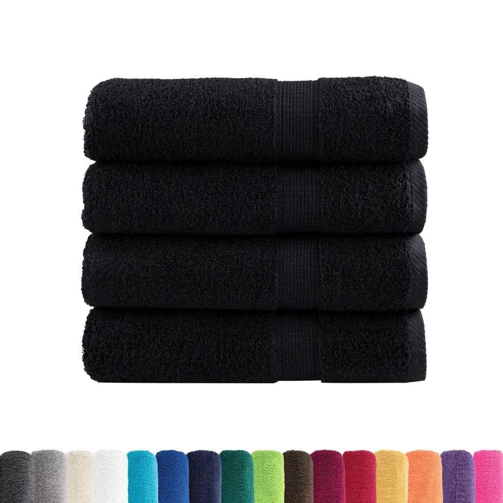 Asciugamani da Doccia SOLUND 4 pz | Teli per bagno Neri 70x140 cm 600 g/m2