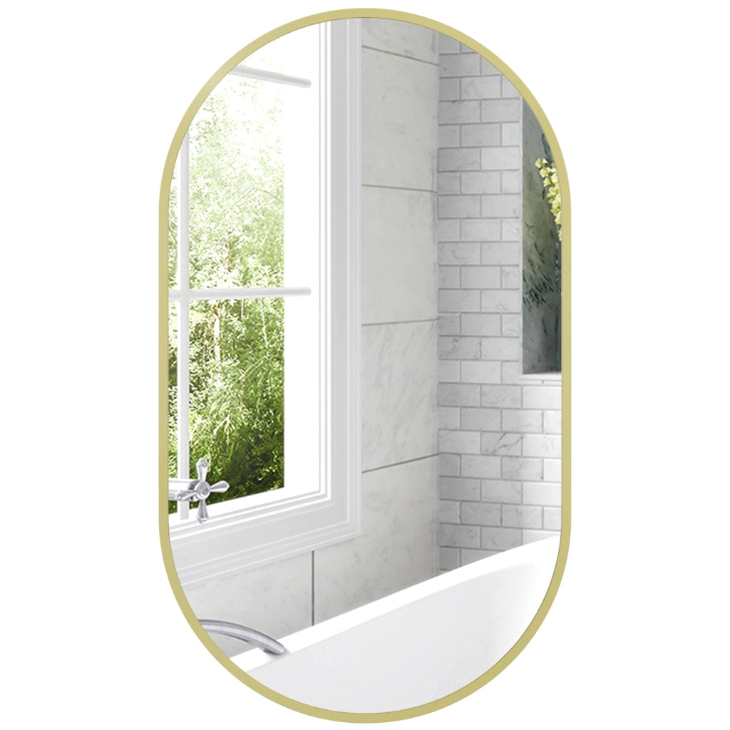 Specchio ovale da parete in alluminio ¨C Minimal ¨C dorato 40x70 cm