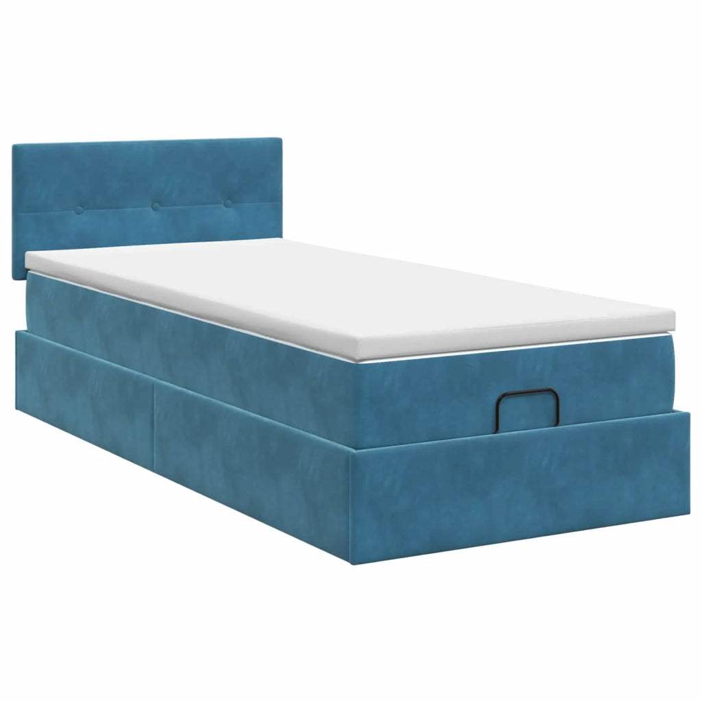Letto ottomano con materasso Blu Scuro 90 x 190 cm Velluto 3456529