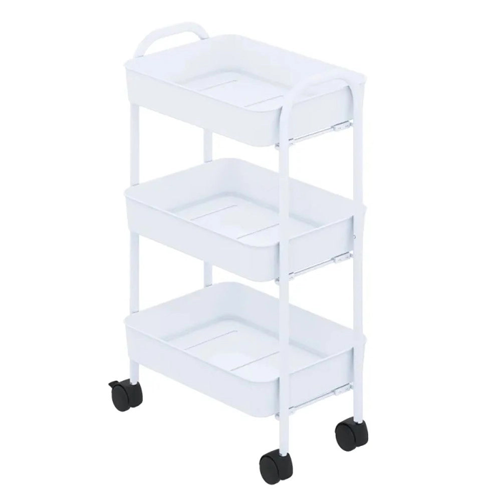 Carrello da cucina 3 ripiani in metallo con ruote Tier 45.5x32x76.4H colore bianco