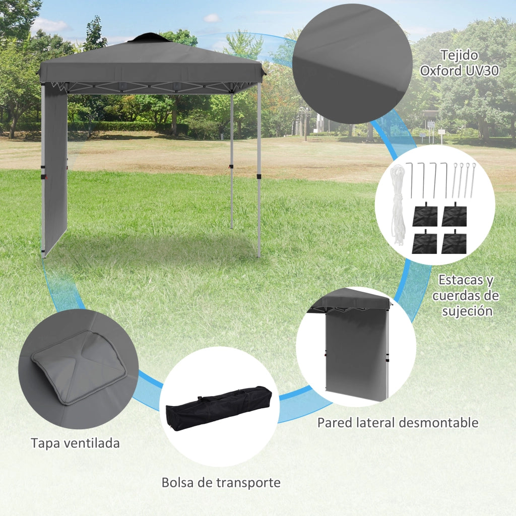 Gazebo Pieghevole da Giardino ¨C Xylo ¨C 2,5x2,5 m Grigio Antracite con Parete Laterale