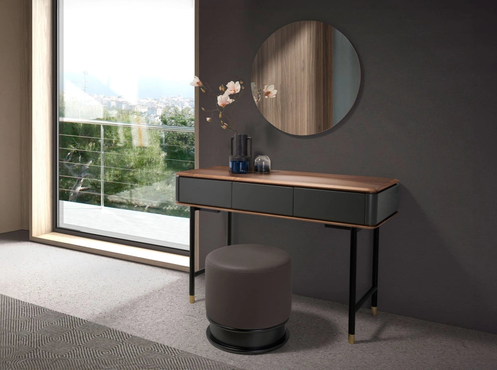 Pouf in similipelle grigio scuro
