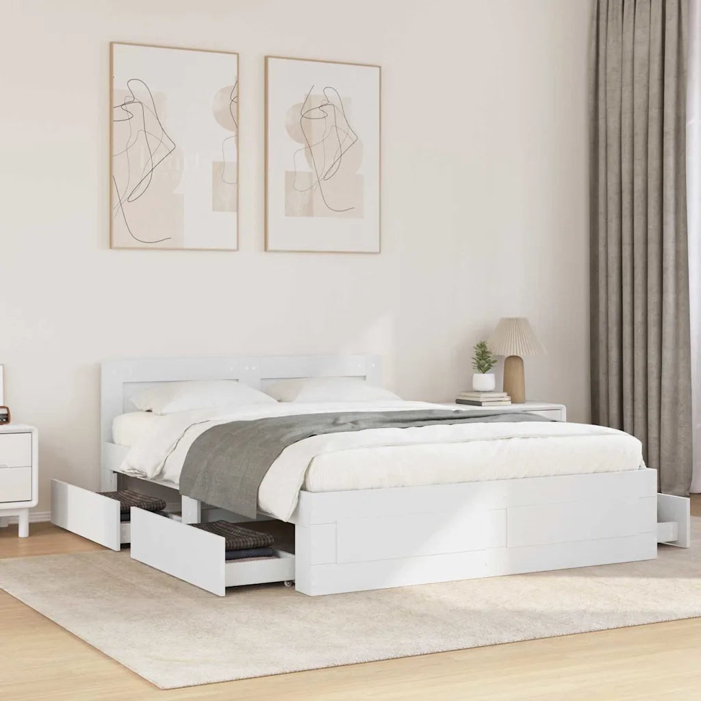 Letto matrimoniale | Letto per adulti | Struttura del letto 2 pcs Bianco 137 x 188 cm Legno multistrato