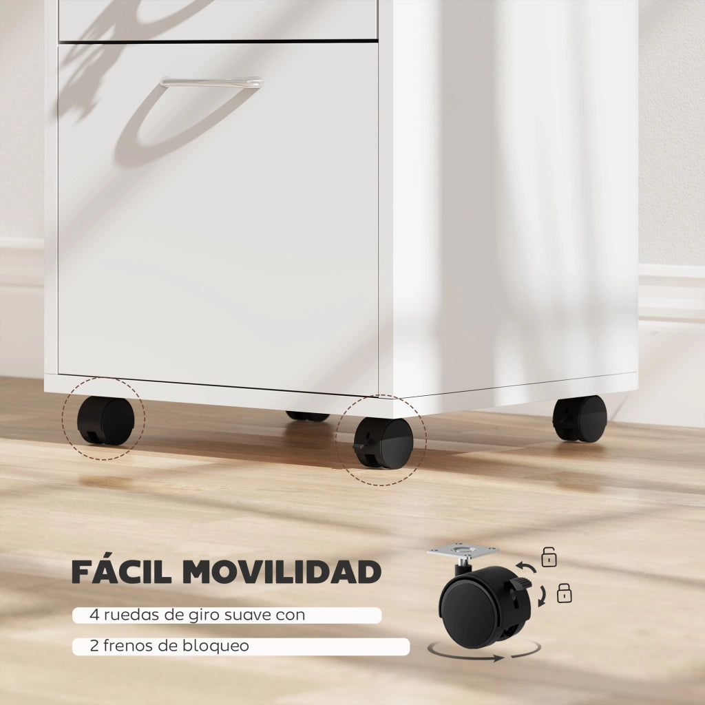 Cassettiera per Ufficio con Ante e Cassetti ¨C Minimal ¨C Bianco 40x35x60 cm