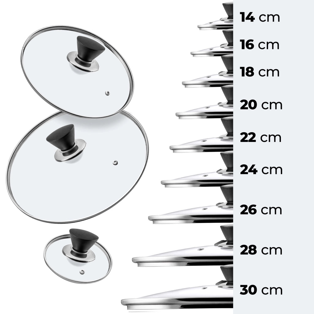 Coperchio in vetro KADAX da 22 cm, universale, resistente al calore, per pentole e padelle.
