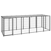 Recinto per animali da esterno per cani 330 x 110 x 110 cm acciaio nero e grigio 02_0000525