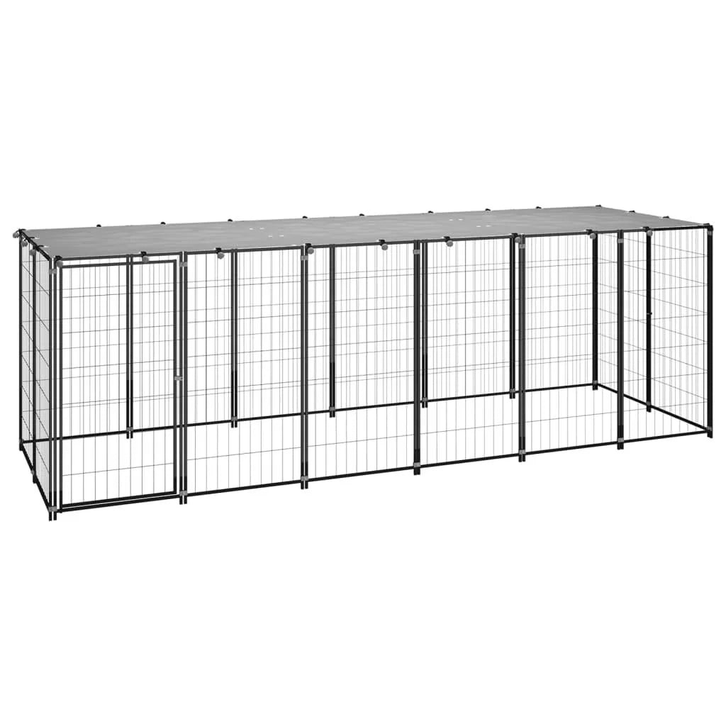 Recinto per animali da esterno per cani 330 x 110 x 110 cm acciaio nero e grigio 02_0000525