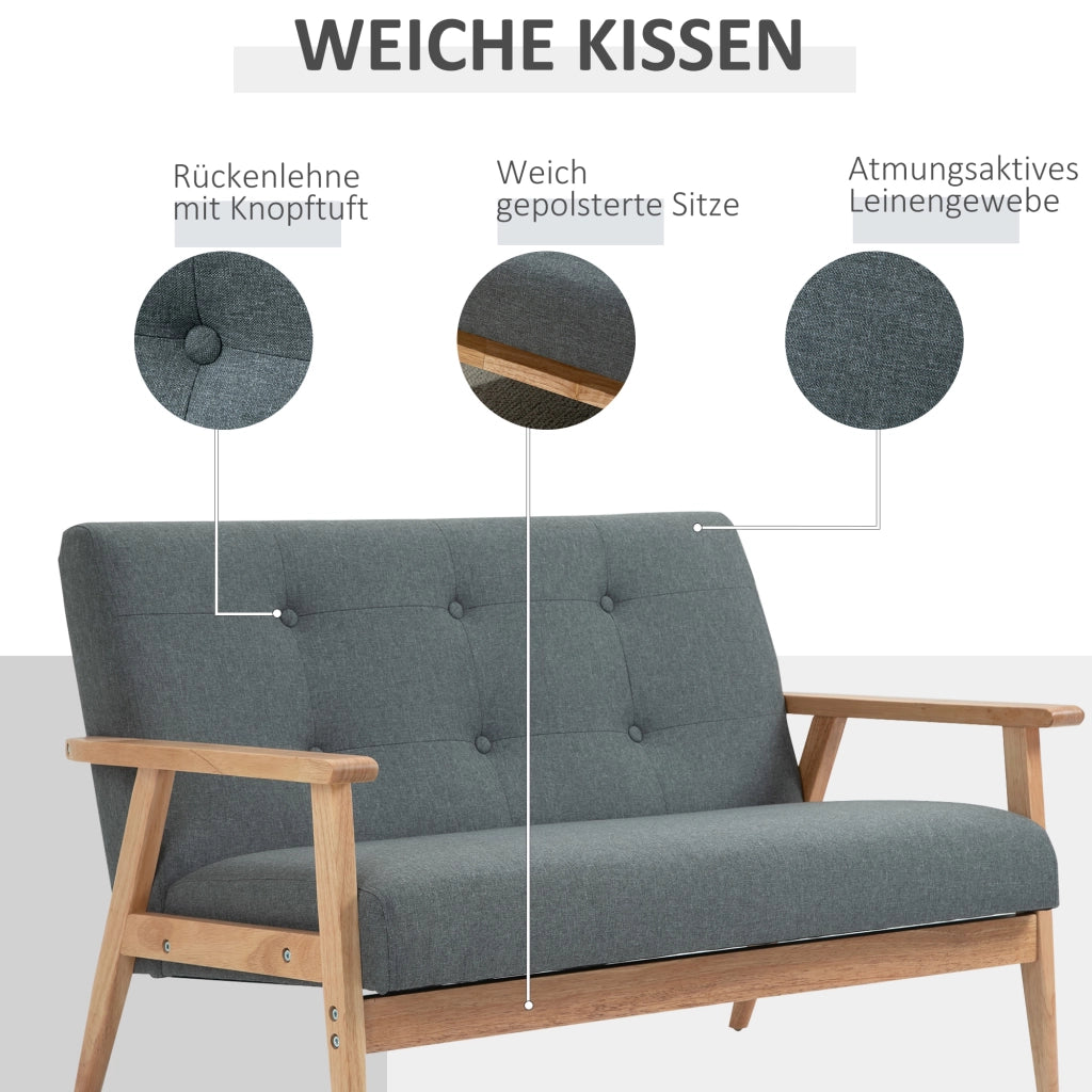 Divano 2 posti ¨C Minimal ¨C Tessuto, Legno, 115 cm, Grigio scuro