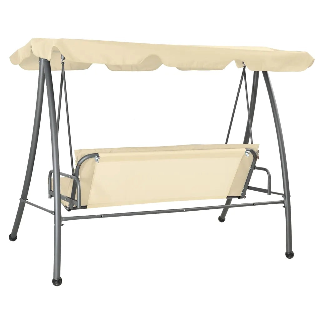Panchina a Dondolo da Giardino | Panca da Giardino con Baldacchino Bianco Sabbia
