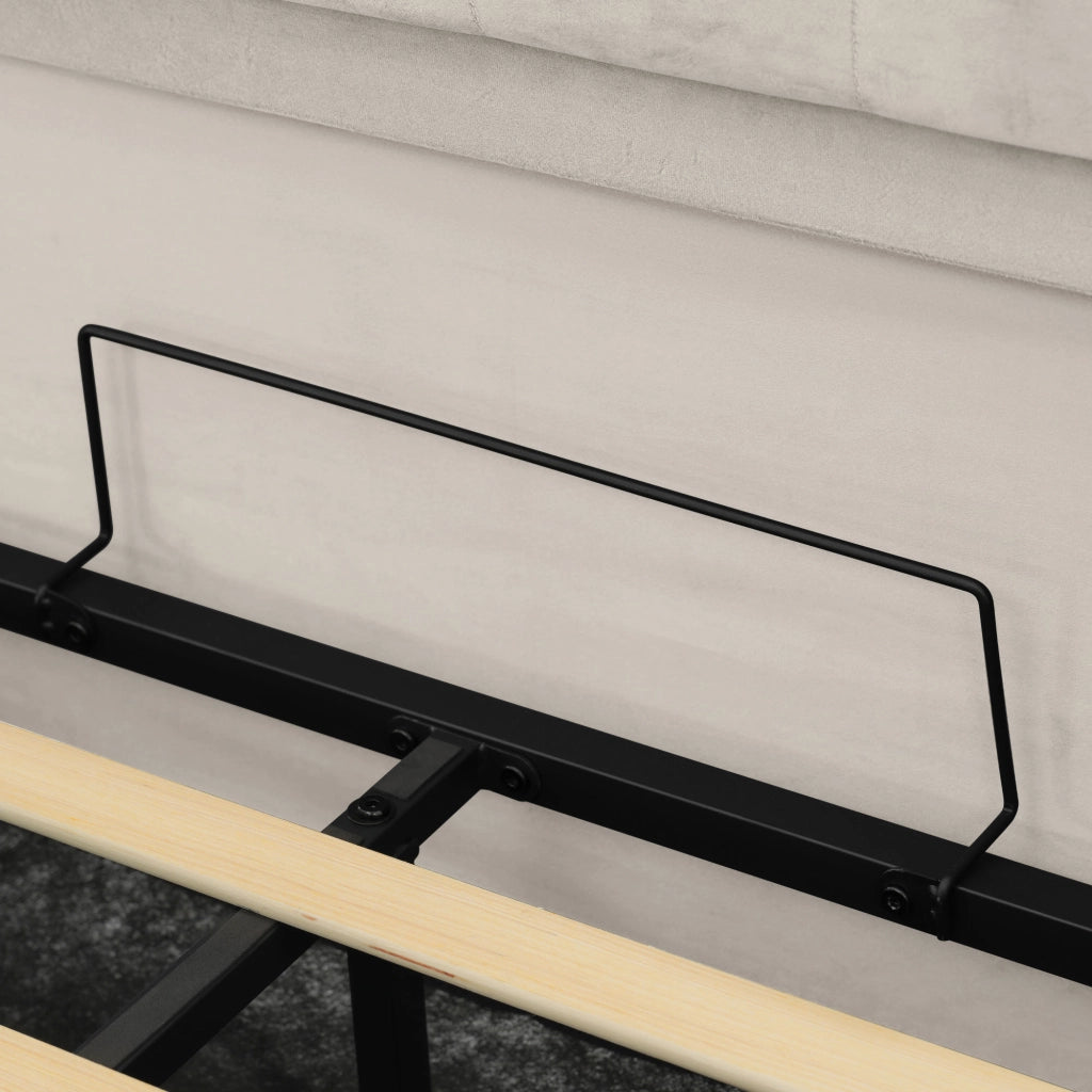 Letto Contenitore Matrimoniale Imbottito con LED ¨C MINIMAL ¨C Velluto Beige 140x190, Testiera USB, Idraulico