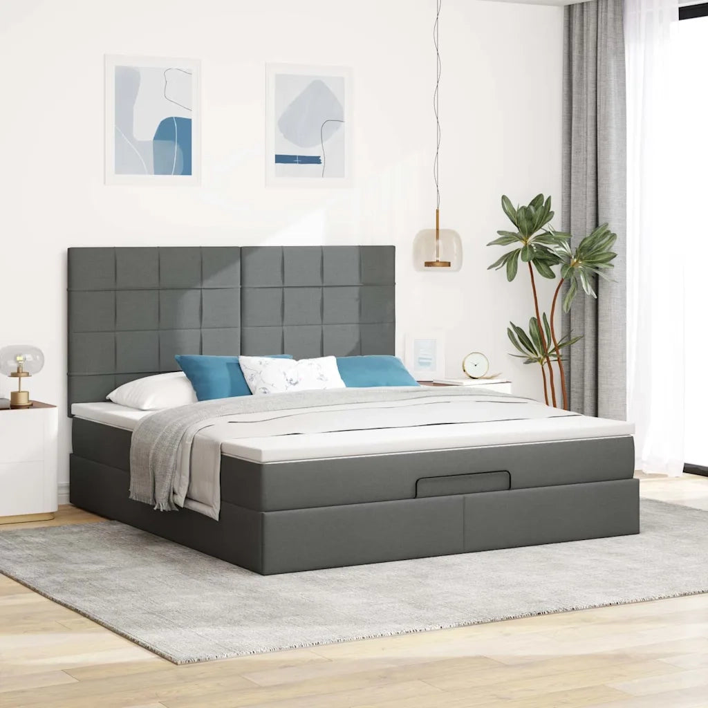 Struttura Letto Pouf con Materasso 180x200 cm in Tessuto 3314025