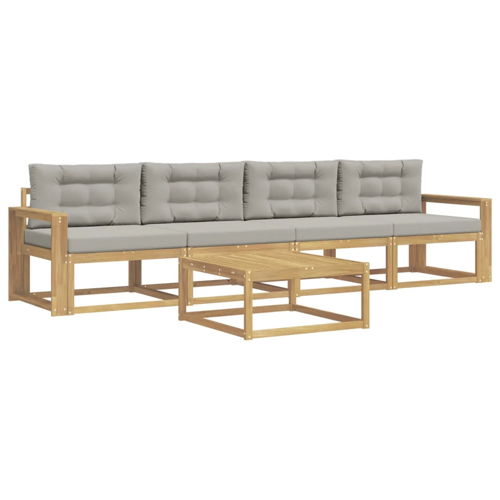Set di divani da esterno 4 pz Bianco e Grigio Chiaro 3386030