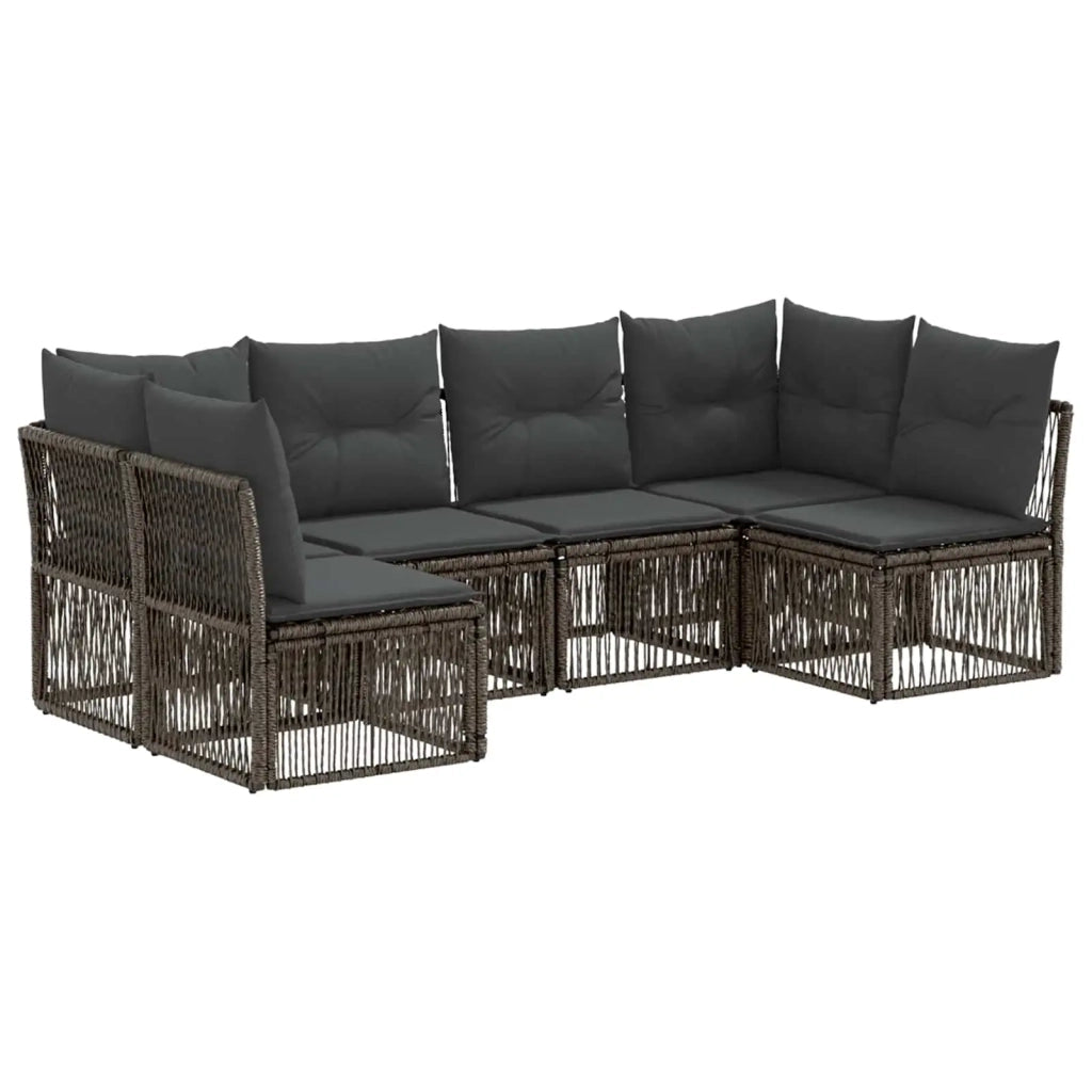 Set Divano da Giardino 6 pz Grigio polyrattan 3434159