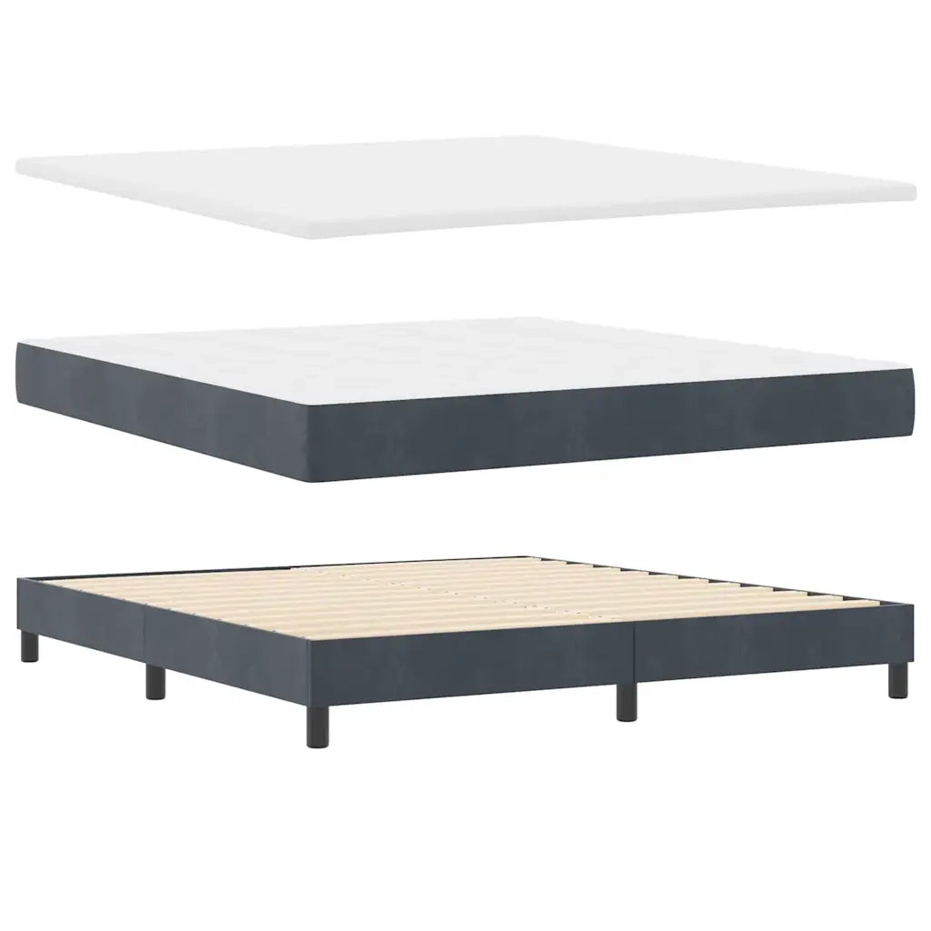 Letto a molle con testiera Grigio scuro 200 x 180 cm Poliestere