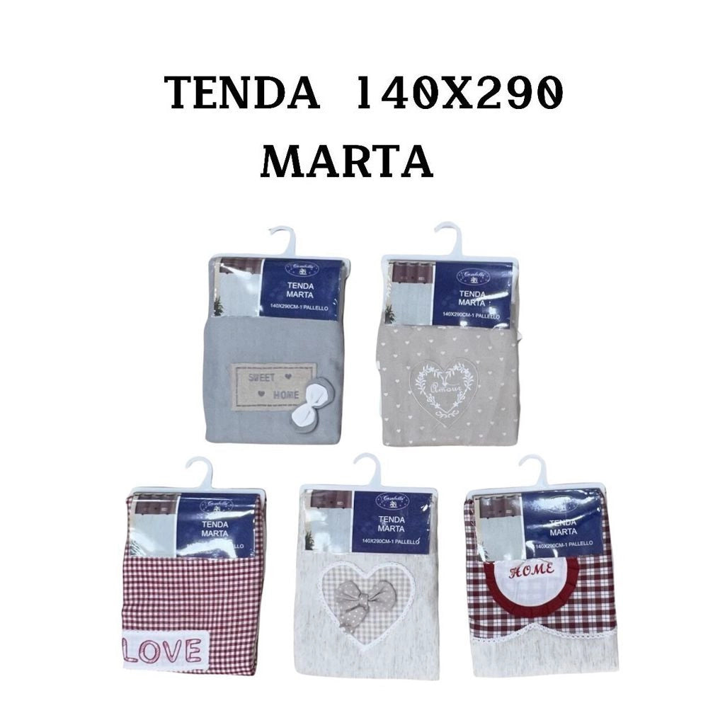 Trade Shop - Tenda Marta Pannello Singolo Porta Finestra Cucina Bastone Vari Colori 140x290cm -
