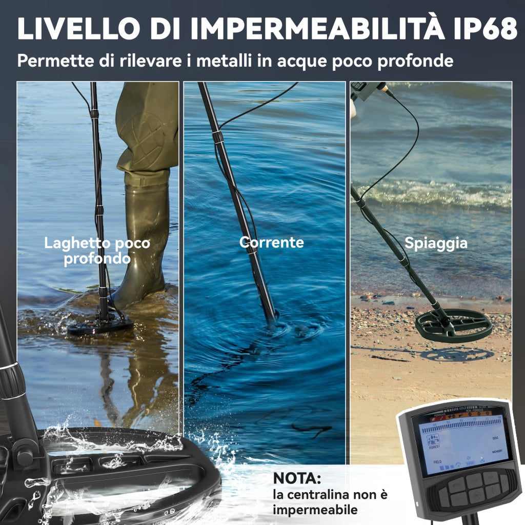 Metal Detector Professionale ¨C zephmum ¨C Impermeabile IP68, Display LCD Retroilluminato, 5 Modalit¨¤