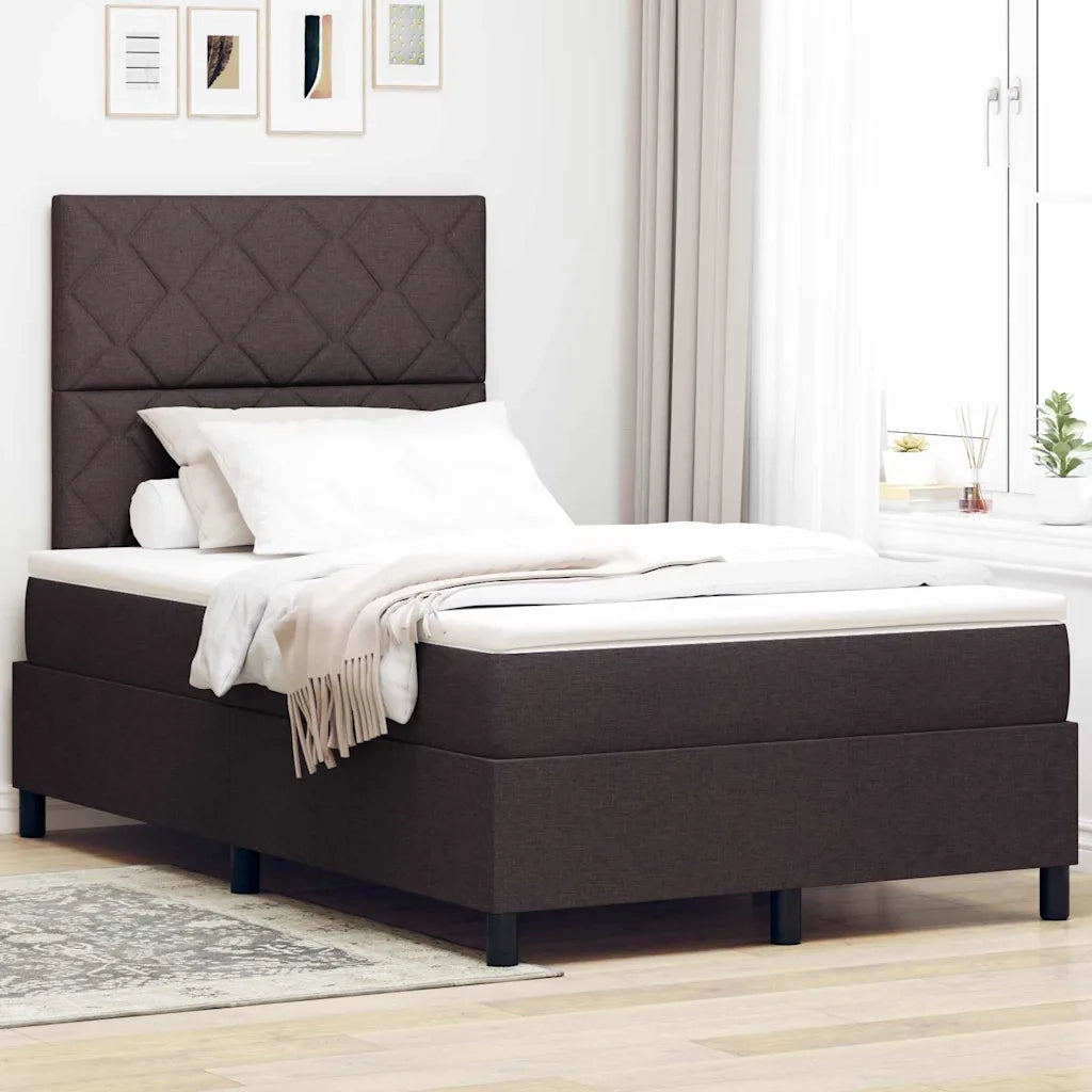 Letto a molle con materasso Marrone scuro 120 x 190 cm Tessuto