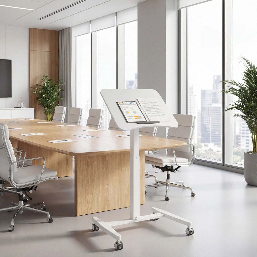 Scrivania Regolabile in Altezza con Ruote ¨C Xylo ¨C Piano Inclinabile Bianco 60x52x75-114cm