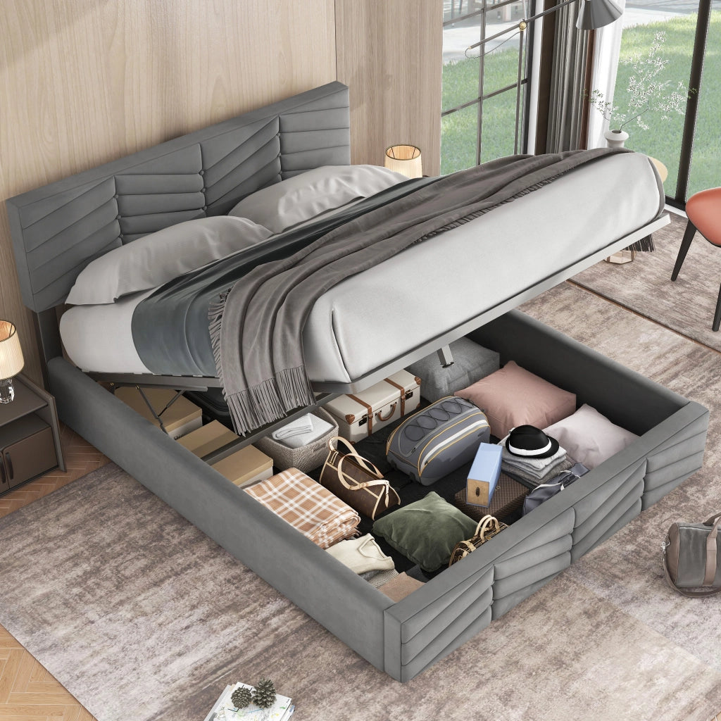 letto imbottito velluto grigio 140 x 200 cm