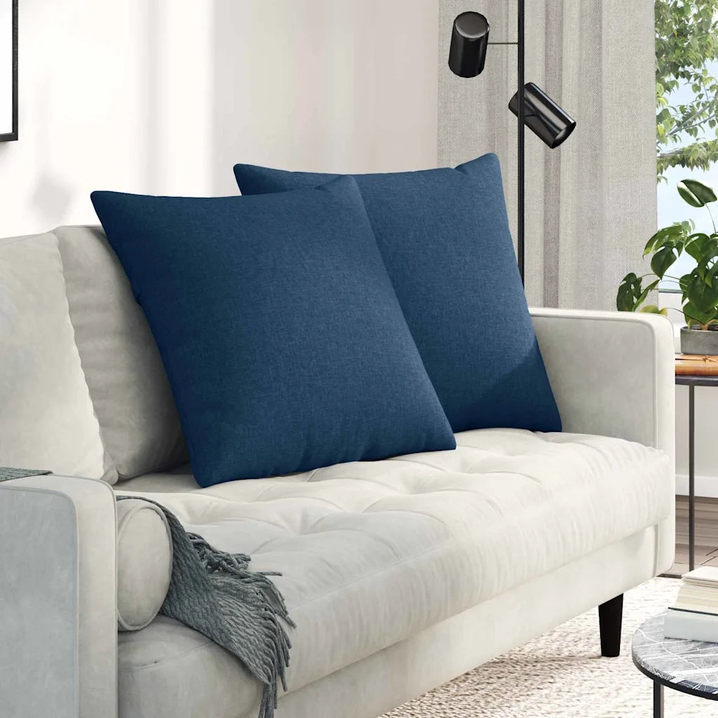 Cuscini da Divano 2 pz | Cuscini per sedie Blu 80 x 80 cm Tessuto