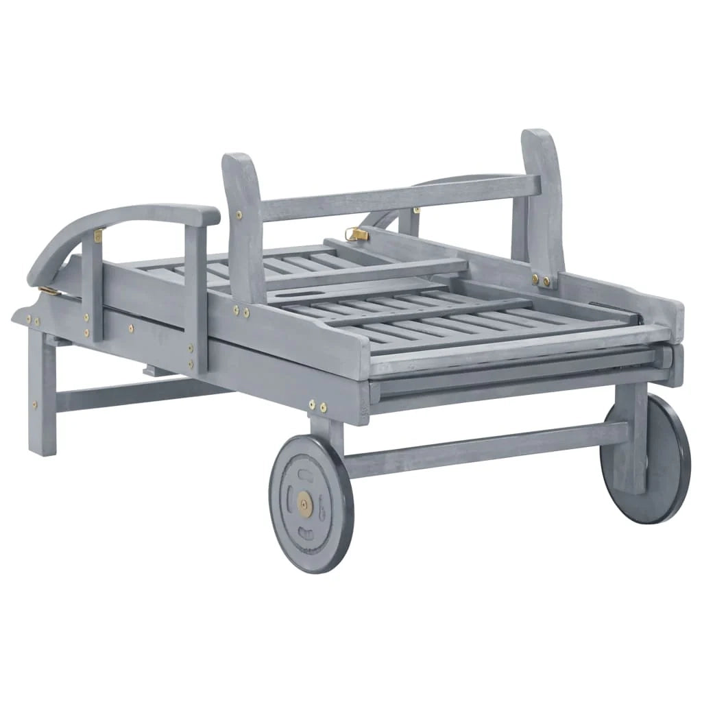 Lettino prendisole sedia a sdraio lettino prendisole letto da giardino mobili da esterno per patio con cuscino legno massello di acacia 02_0012366