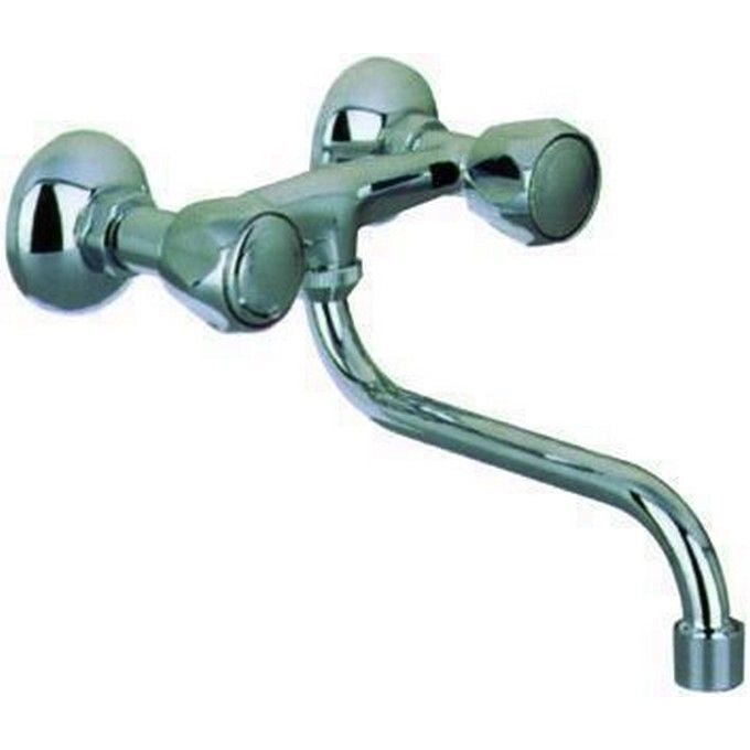Blinky Gruppo Lavello 2 Manopole A Parete Ottone Cromato Attacco 3-4'' Canna 20 cm con Aeratore colore Nero