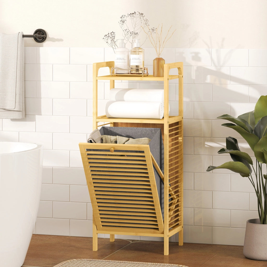 Mobile da bagno in bamb¨´ ¨C zephmum ¨C 40x30x95cm effetto legno naturale