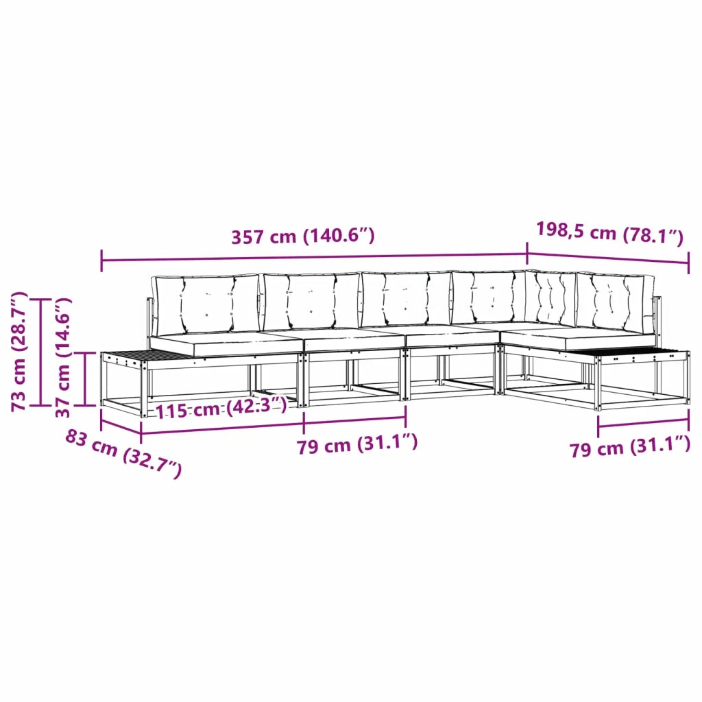 Set di divani da esterno 6 pz Bianco e Beige Poliestere 3387012
