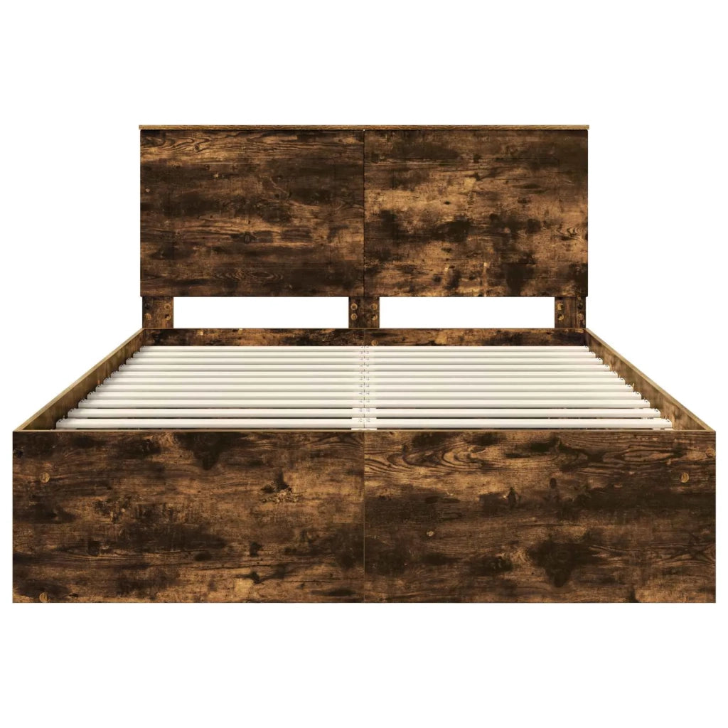 Letto matrimoniale | Letto per adulti | Struttura del letto Rovere fum¨¦ 140 x 200 cm Pino massello