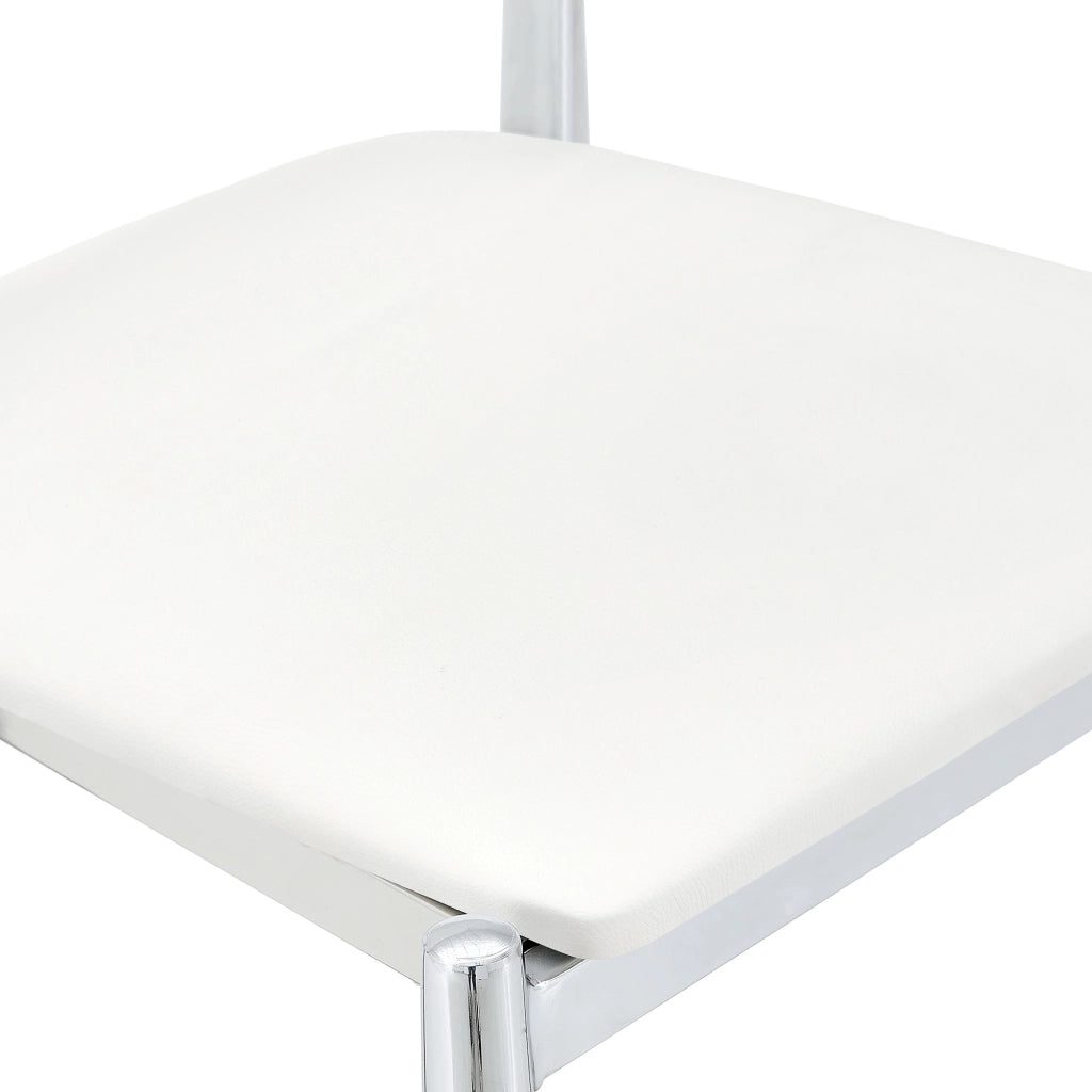 2 Sedie da Pranzo Moderne in PU Bianco, Sedie Imbottite con Schienale Semirotondo e Gambe in Metallo