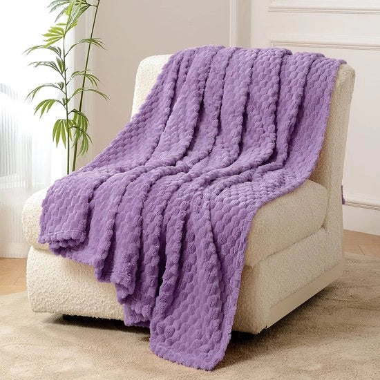 Fiber House Fleecedekens, deken extra soffice e morbido, microfibra, leggero, accogliente deken per divano, ufficio e campeggio, 150x200cm, lavanda