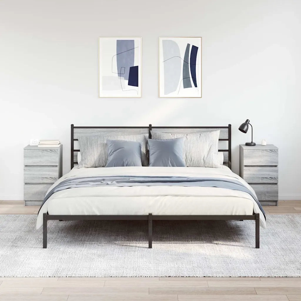 Comodini con 3 Cassetti 2 pz Grigio Sonoma 39x35x65 cm
