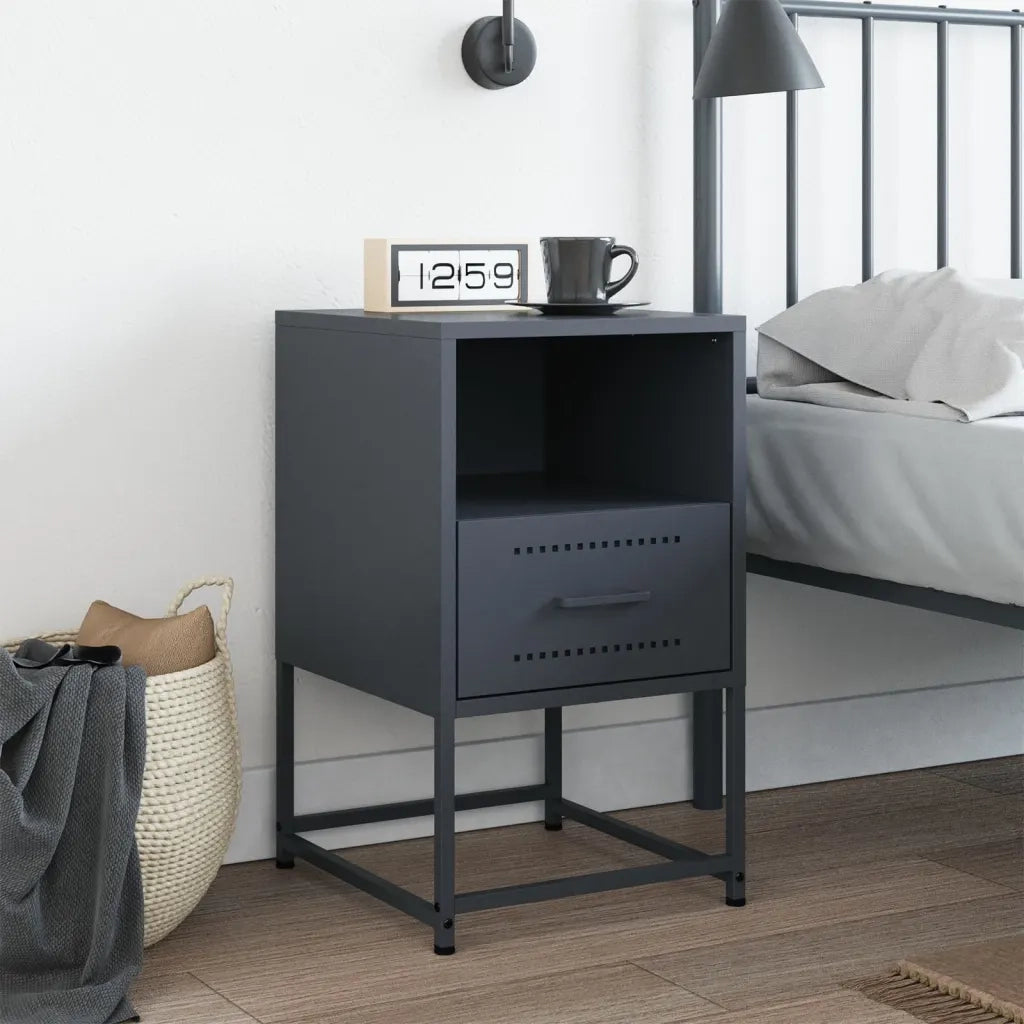 Comodino Antracite 36x39x60,5 cm in Acciaio 846558