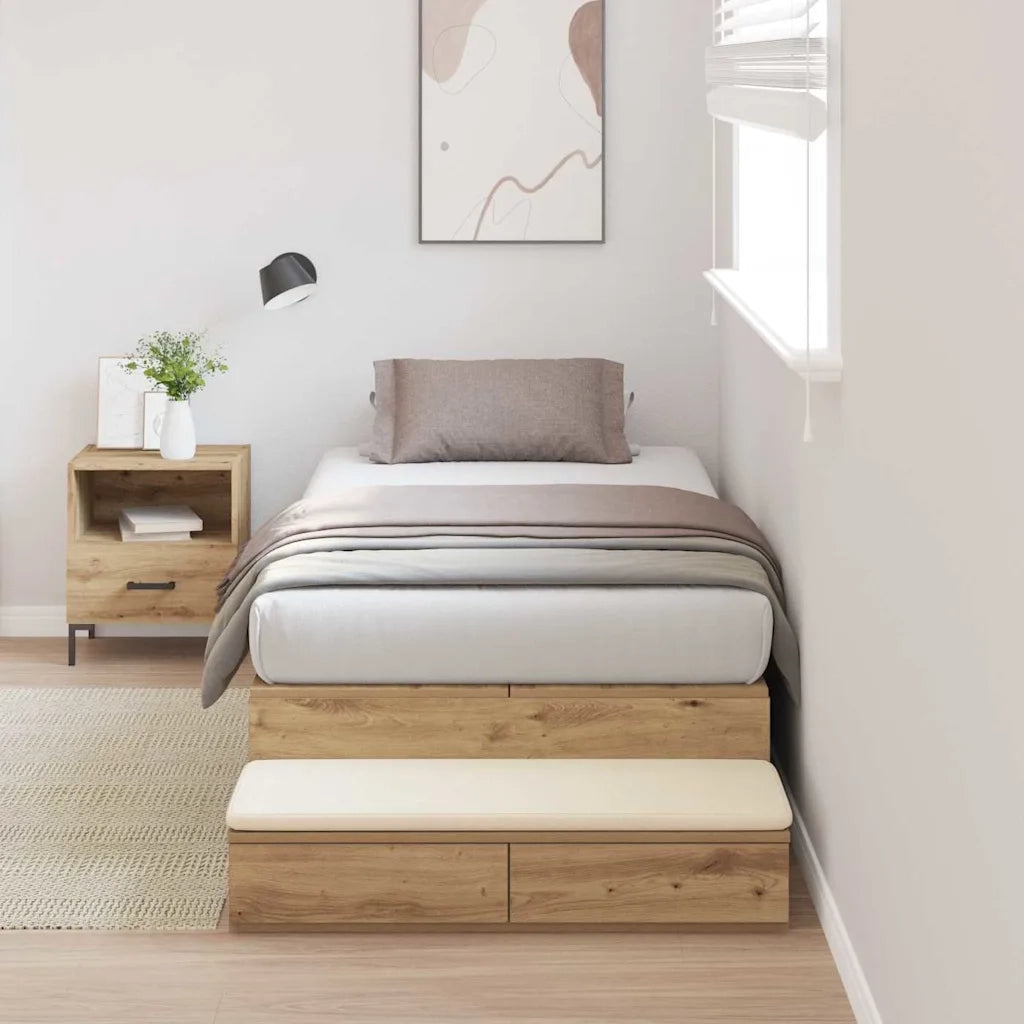Struttura letto con contenitore-Giroletto con contenitore Rovere artigianale 100 cm