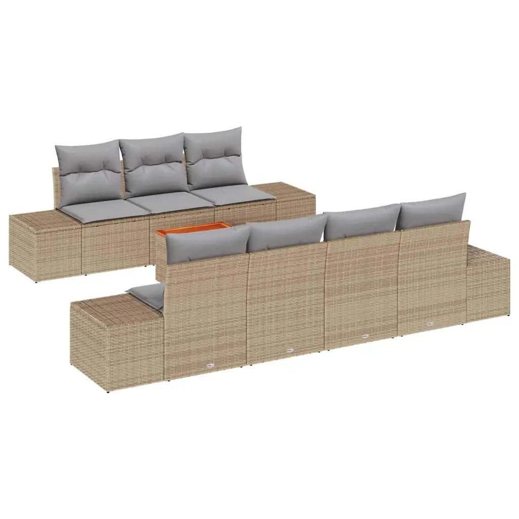 Set Divano da Giardino 8 pcs Beige e Grigio Chiaro polyrattan 3356586