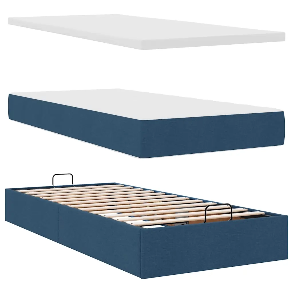 Pouf Letto con Materasso e LED Blu 100x200 cm in Tessuto 3312456