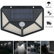 Trade Shop - Lampada Luce Faretto Faro Esterno Energia Solare 100 Led Sensore Movimento -