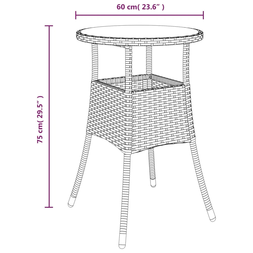 Set da Pranzo da Giardino 3 pz | Set Salotto da Giardino con Cuscini Polyrattan e Vetro
