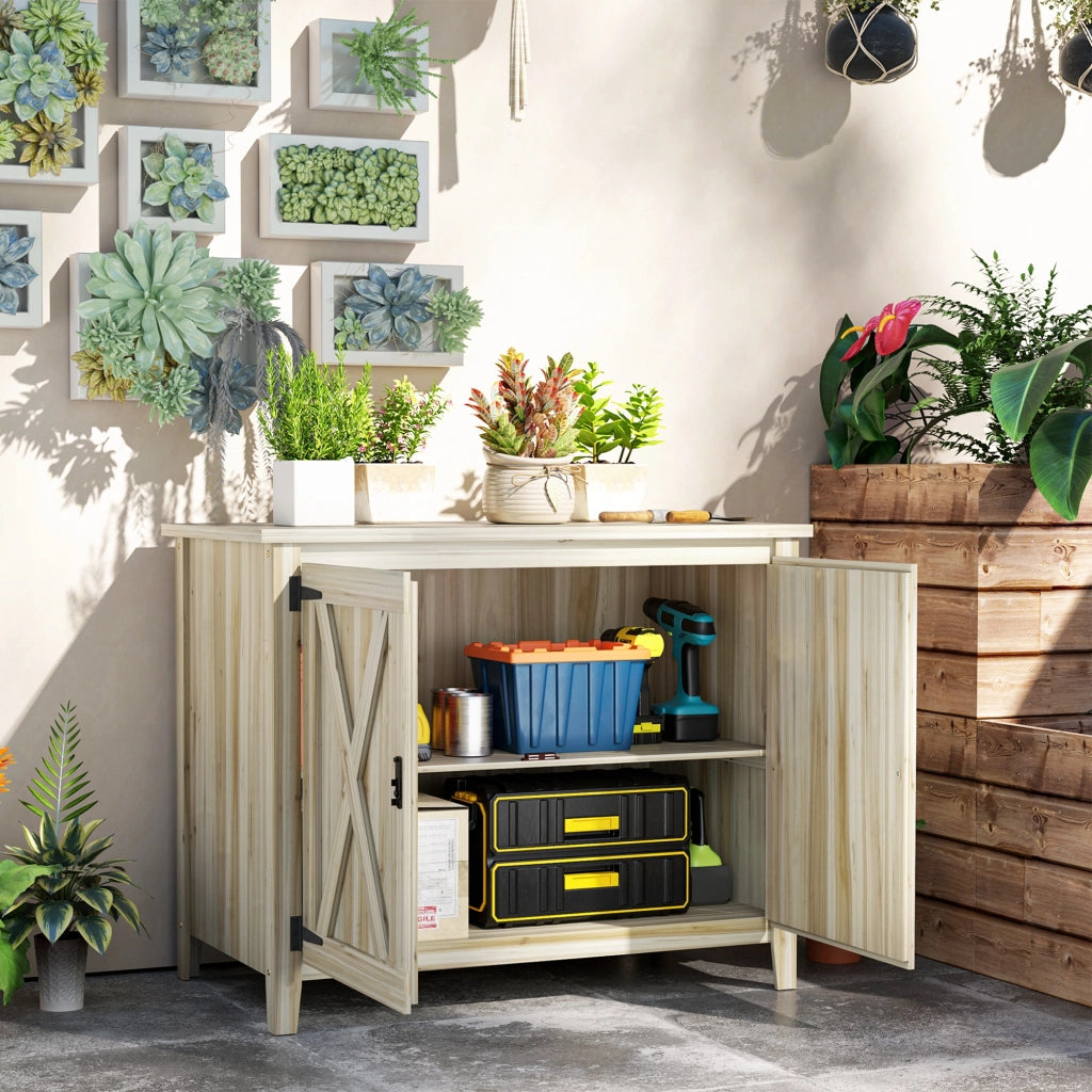Armadio da giardino in legno con ante e ripiani ¨C Xylo ¨C 110x60x88.5cm naturale