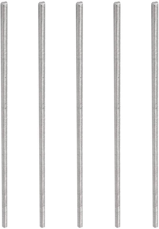 Bouti in acciaio inossidabile 304 - 5 pezzi - M4 x 180 mm - a vite a filo completo - vite a filo esterna - colore argento - vite
