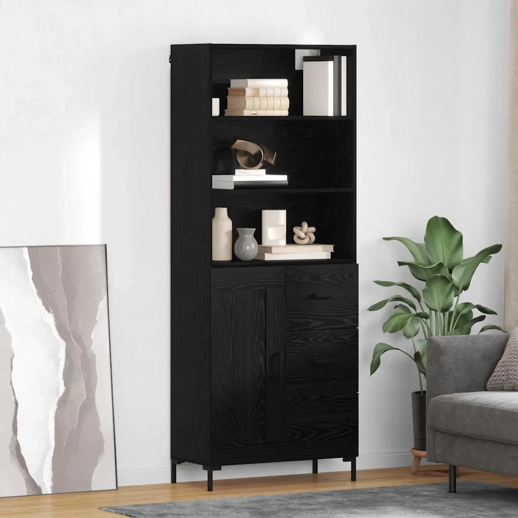 Credenza-Buffet-Armadio da cucina Rovere Nero 69,5 x 34 x 180 cm Legno multistrato 340760
