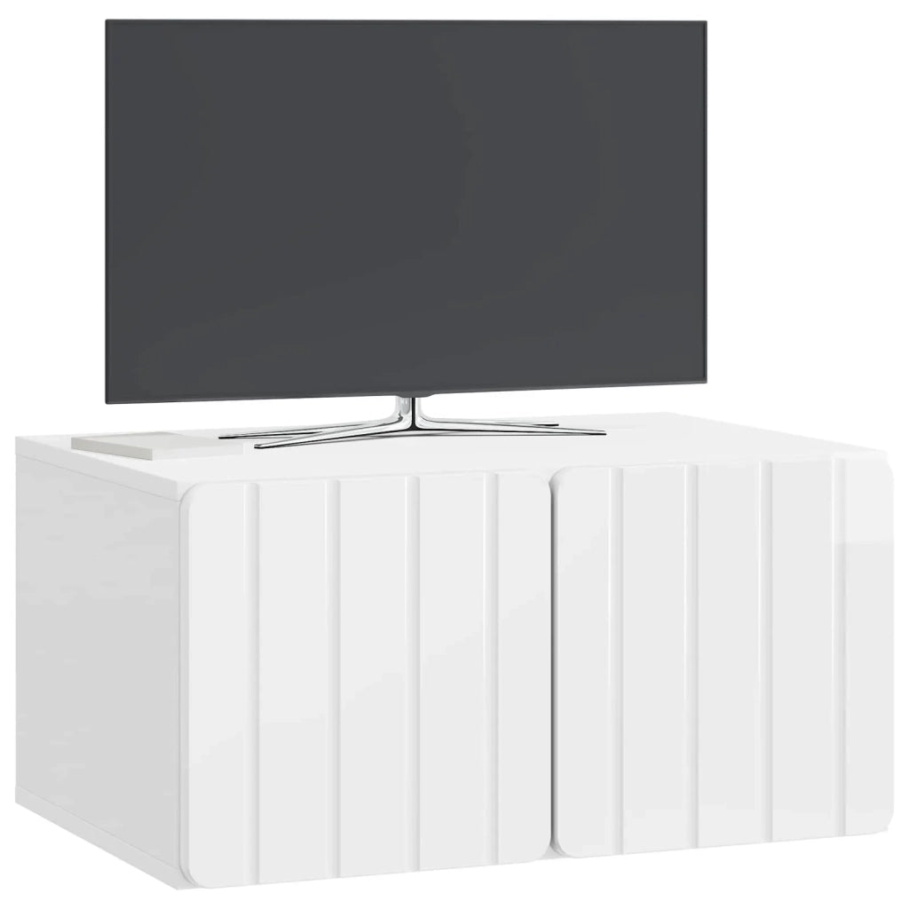 Mobile TV da Muro | Armadietto TV | Mobile Porta TV Bianco Lucido 59,5 x 41 x 30 cm