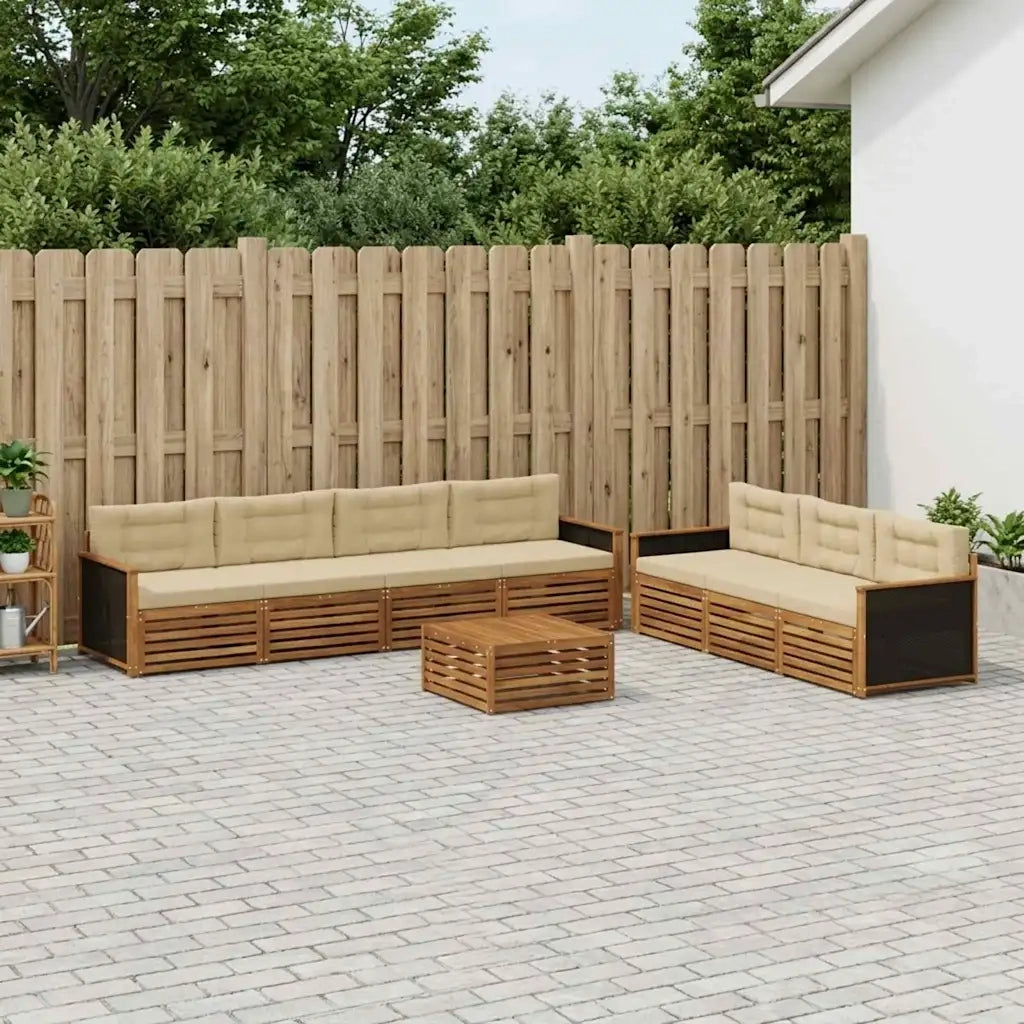 Set di divani da esterno 8 pcs Naturale e Beige 79 x 79 x 37 cm 3383106
