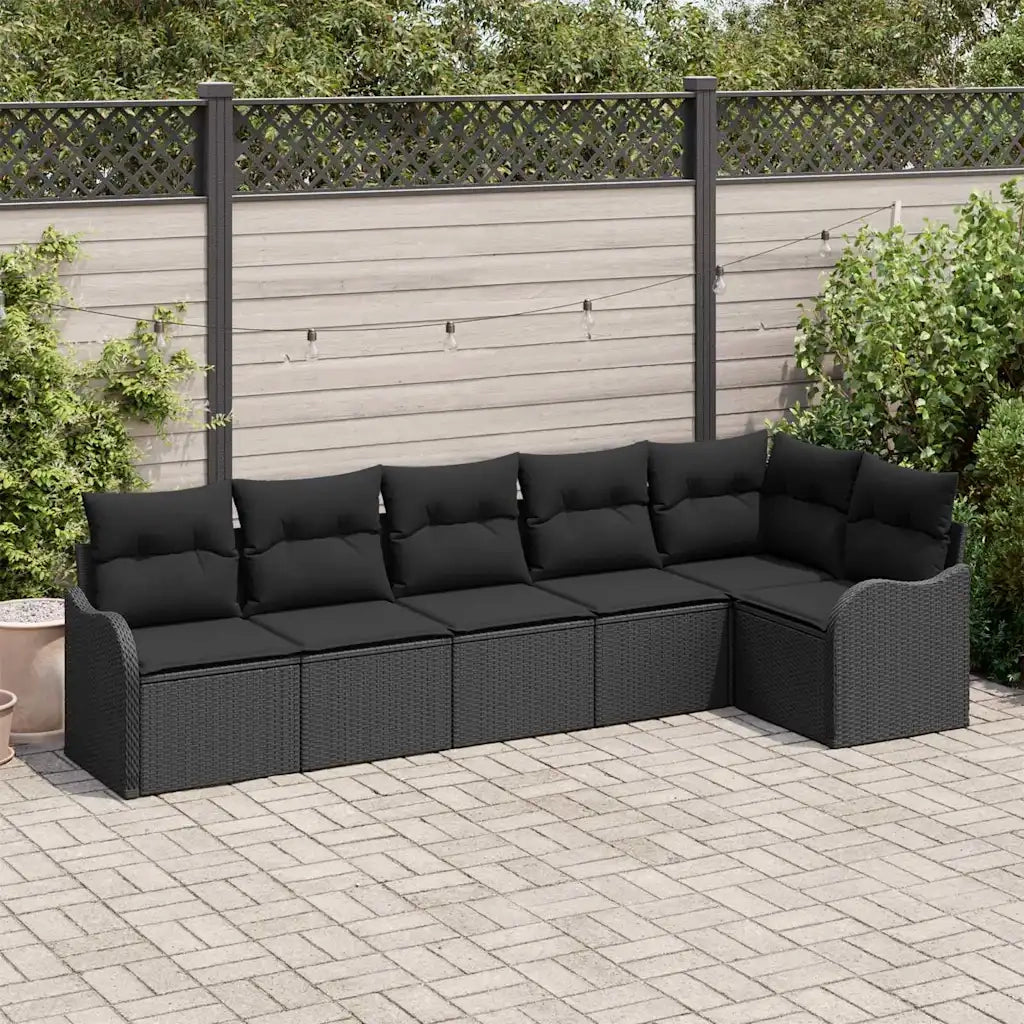 Set Divano da Giardino Nero polyrattan