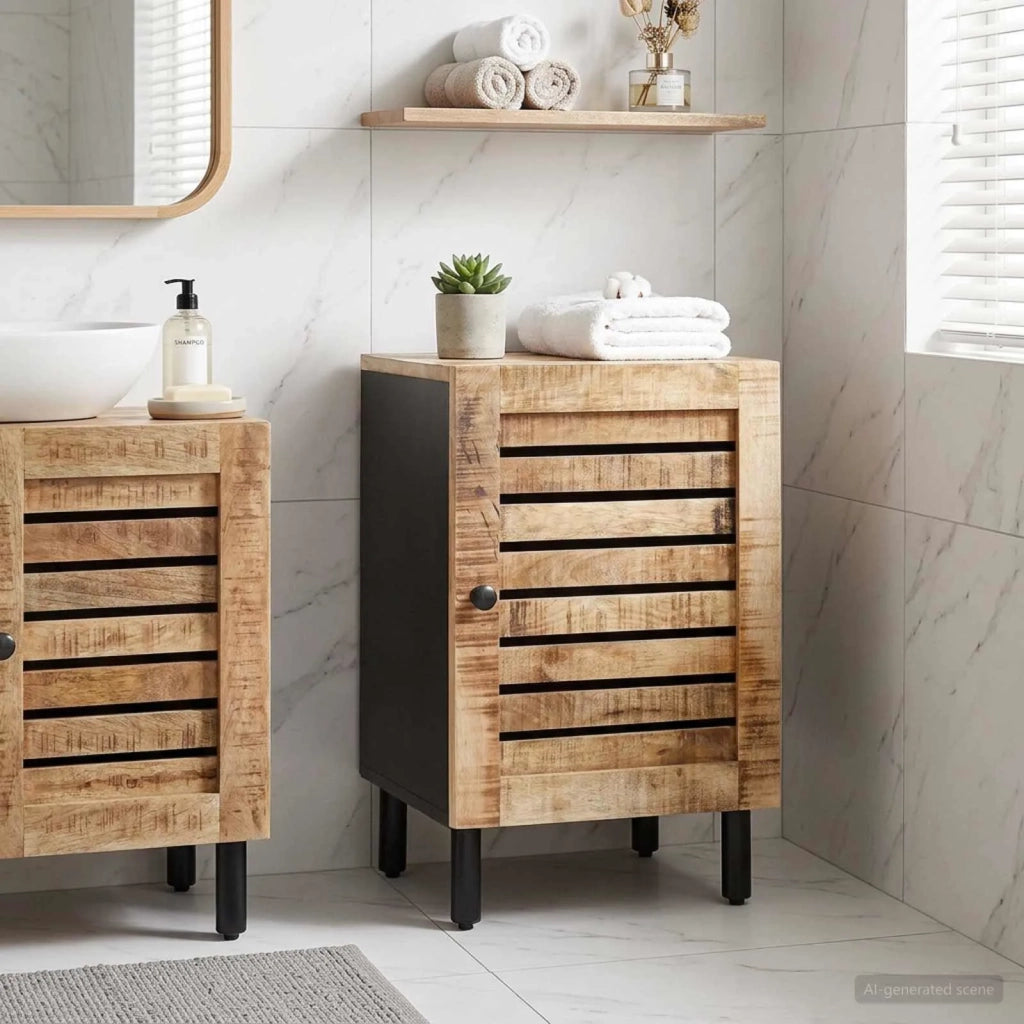 Mobile da Bagno con porta Marrone e Nero 38 x 33,5 x 58 cm 4018865