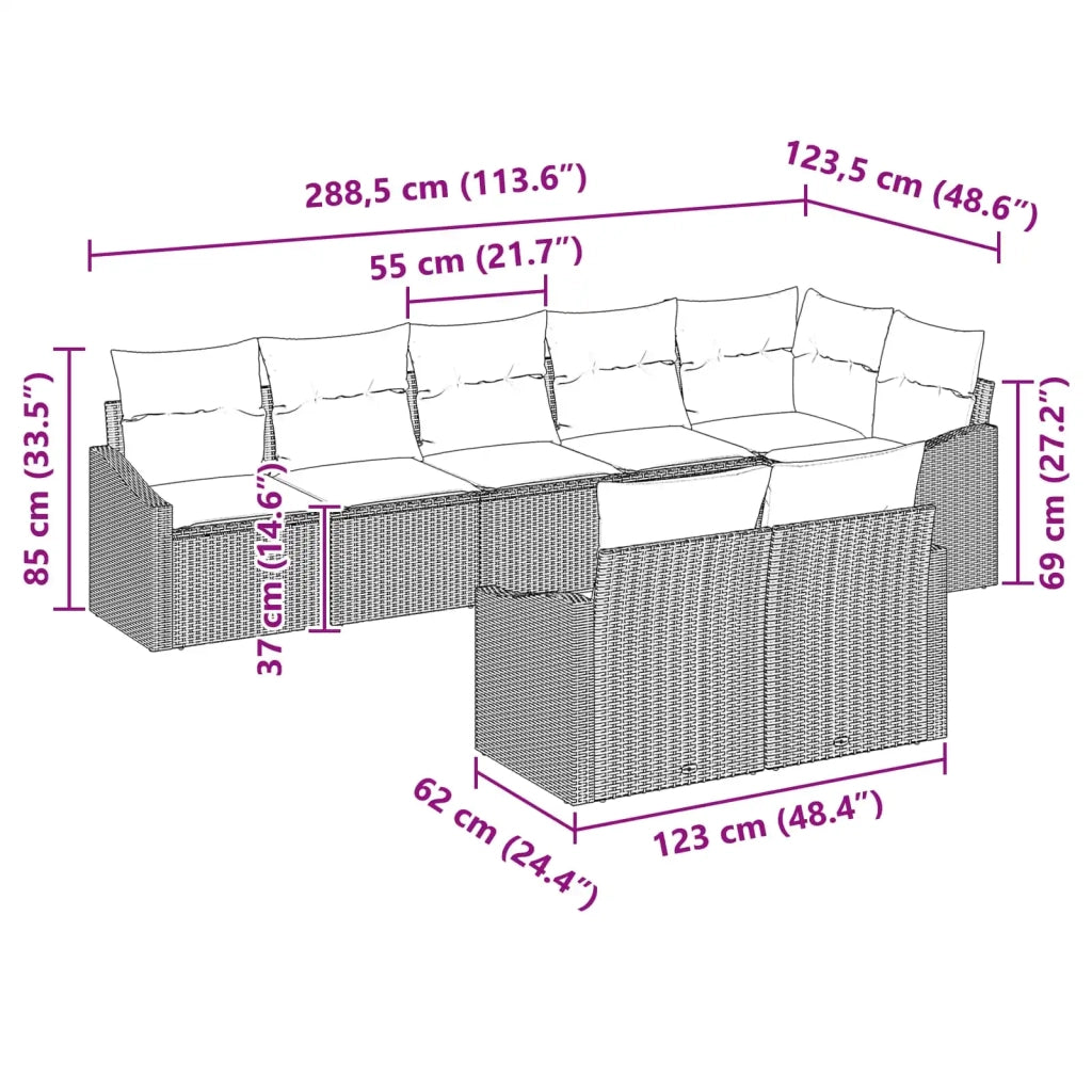 Set di divani con cuscino 8 pcs Nero polyrattan 3346776
